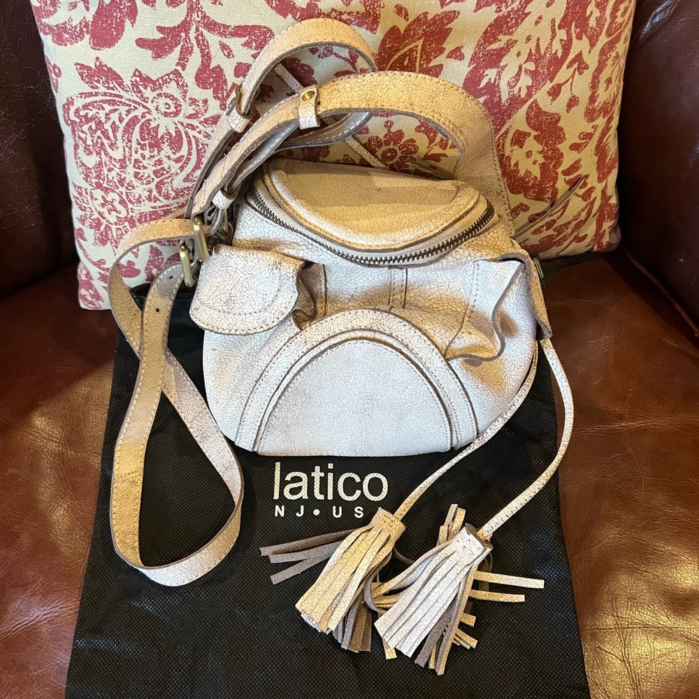 latico Cream Crossbody Bag with Tassels